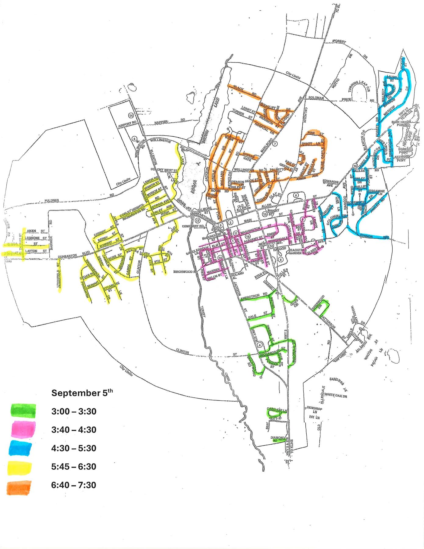 map of city with color coded areas
